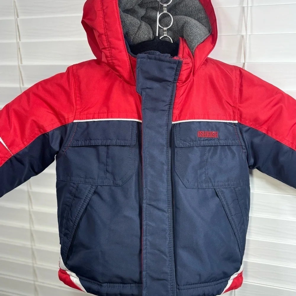 OshKosh Bgosh Coat 24 Months Hooded Zip Closure Pockets Adjustable Cuffs Outdoor